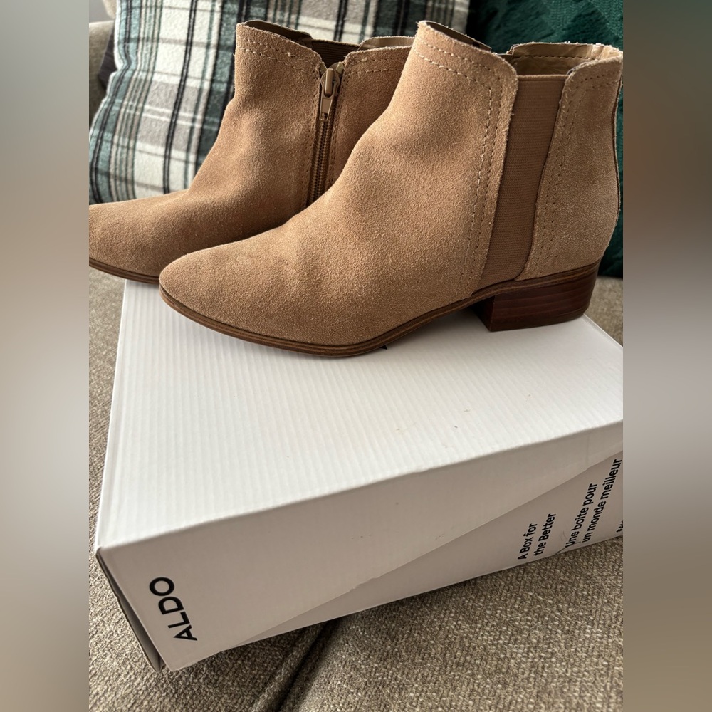 Aldo Light Brown Suede Ankle Booties